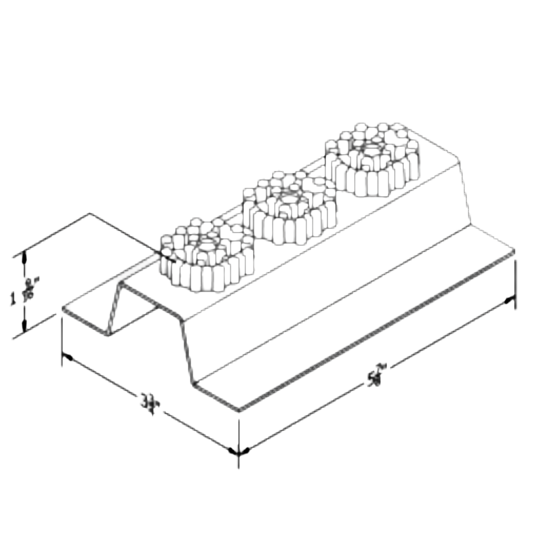 Resilmount A130R sound isolation bracket — isometric dimensioned drawing showing 1 9/16 in bracket height, 3 3/4 in width and 5 7/8 in length with three rubber isolators on top.