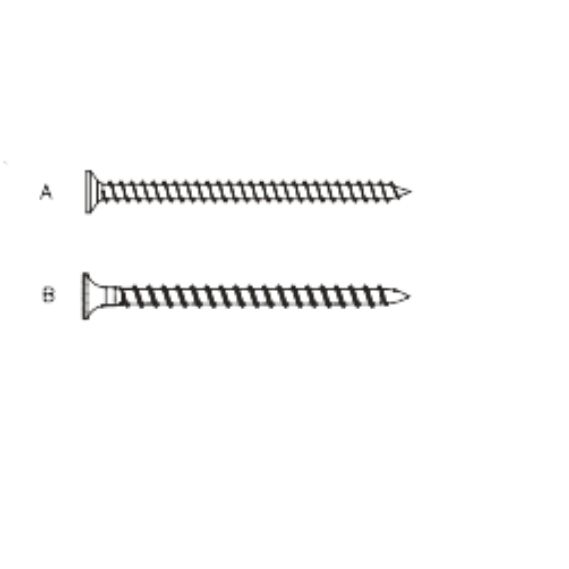 A48R bracket fastener callouts — Type A coarse-thread wood screw and Type B self-tapping steel screw, the two approved screws for mounting the Resilmount A48R bracket.