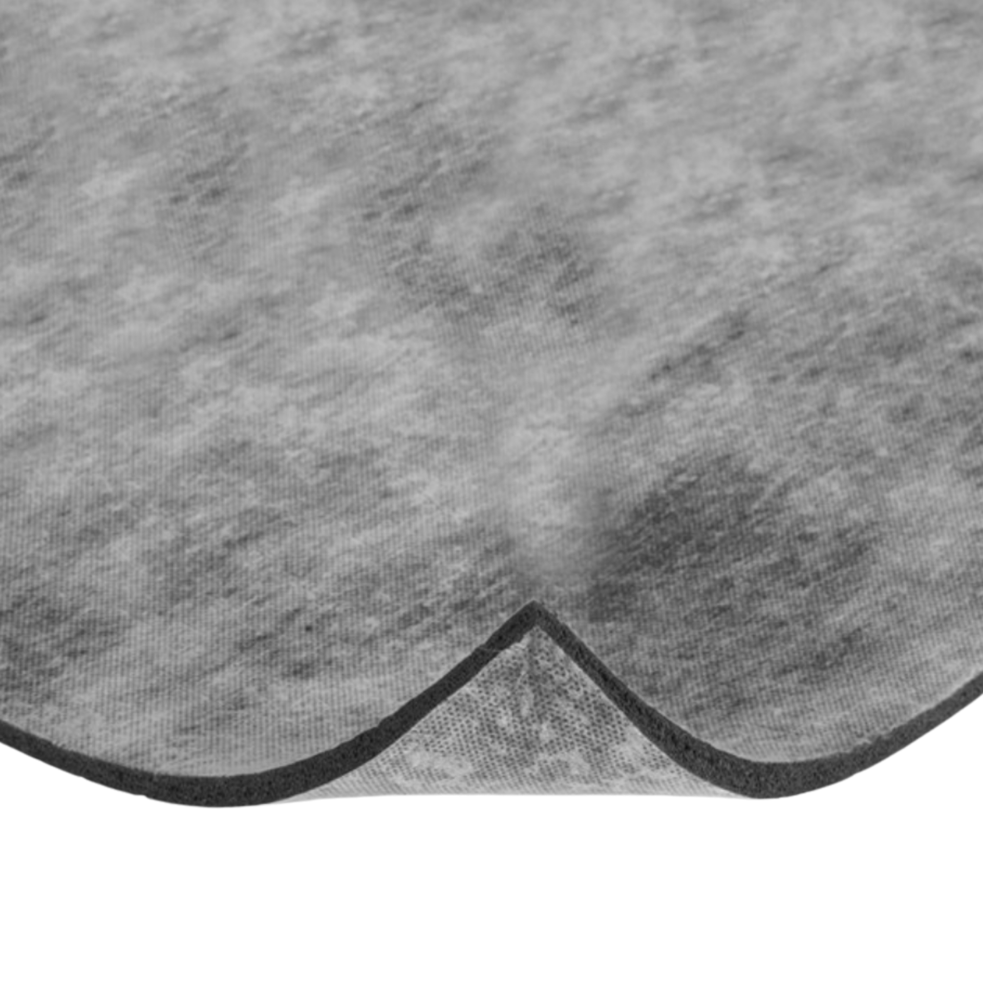 Double Set acoustic floor underpad — nonwoven-faced recycled-foam pad with dark foam core visible along the scalloped edge.
