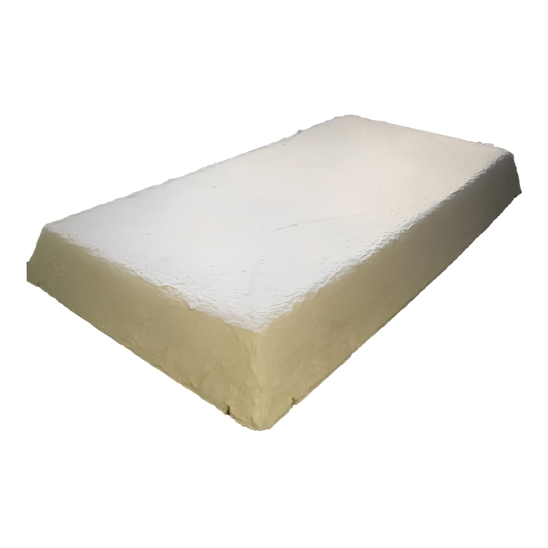 Tenmat FF130 2×4 intumescent cover for 2×4 grid troffer — UL fire-rated ceiling penetration.
