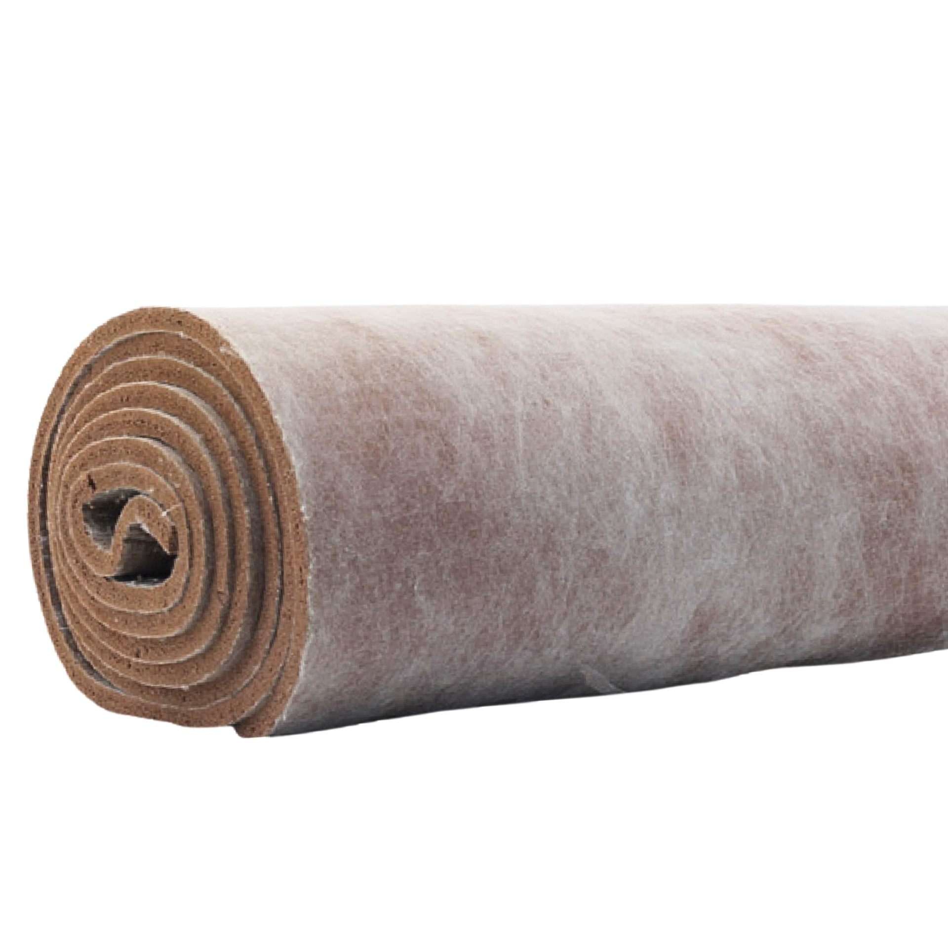 Superpad acoustic floor underpad — nonwoven-faced rolled underpad with a warm cork-toned core visible on the end of the roll.