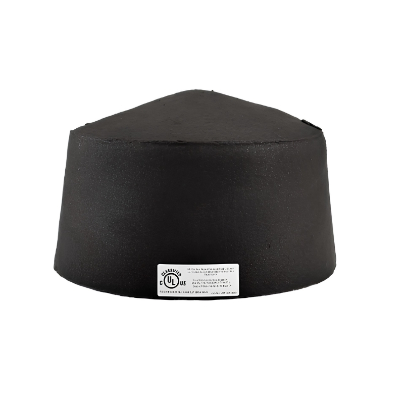 Tenmat FF109-300 intumescent cover for 6" recessed can — UL fire-rated ceiling penetration.
