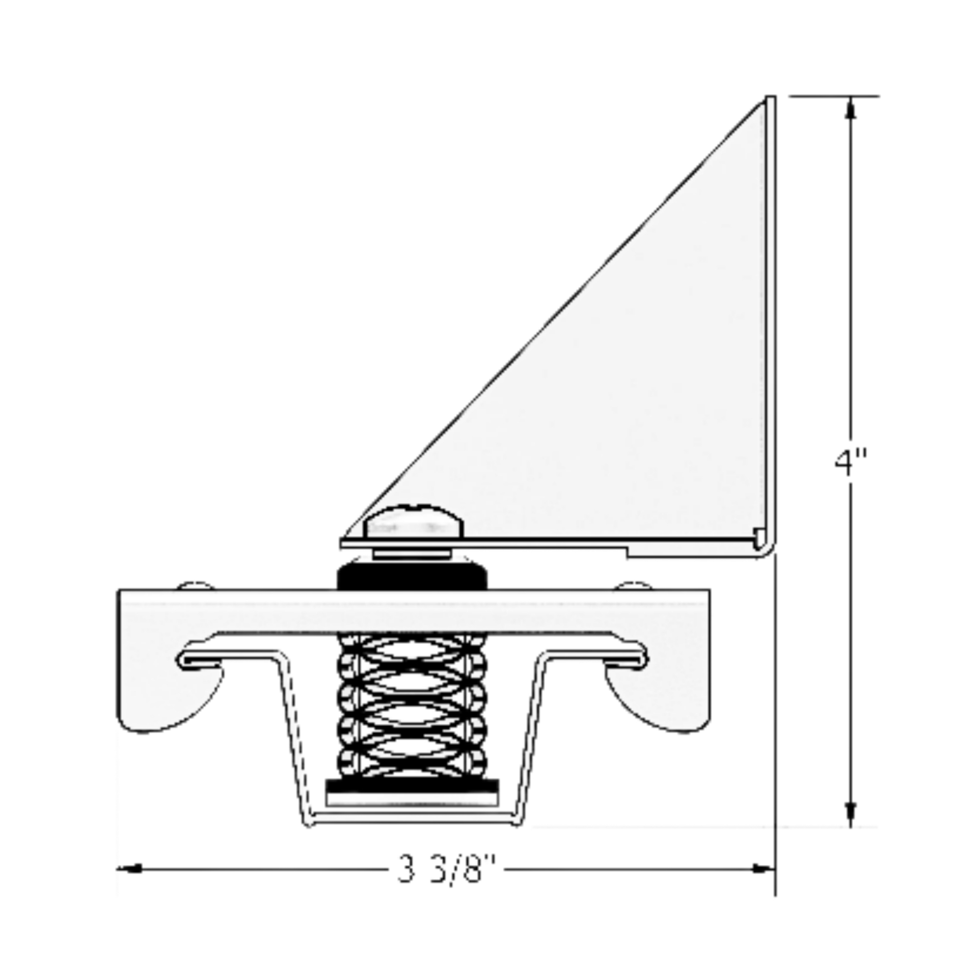 PAC International RSIC-SI-X Low Profile dimensioned technical drawing showing the side-mount bracket and coil spring isolator.
