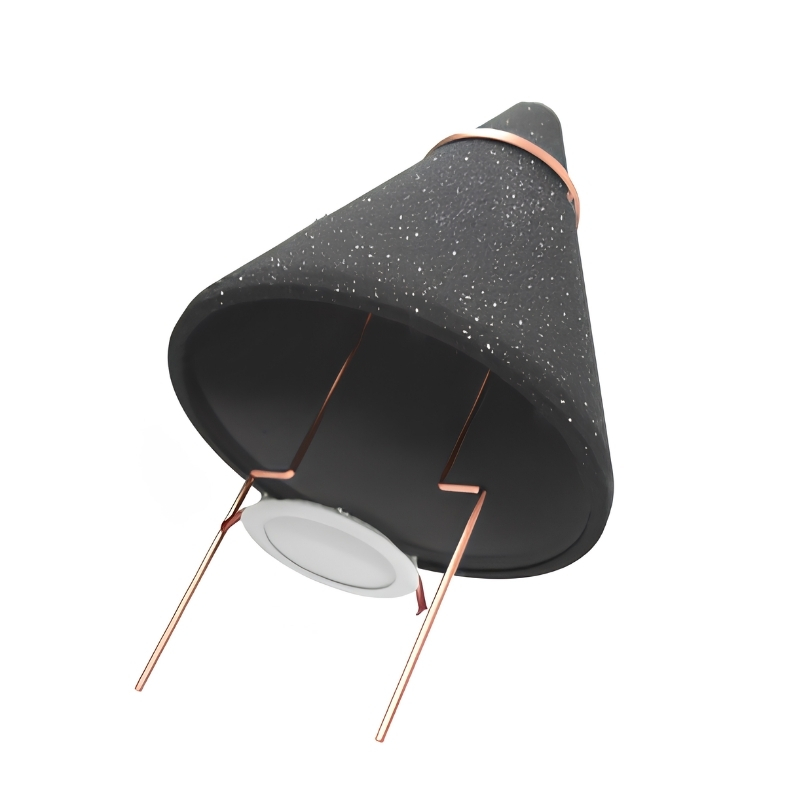 Tenmat FF109-200 intumescent cover for 4" LED / wafer — UL fire-rated ceiling penetration.