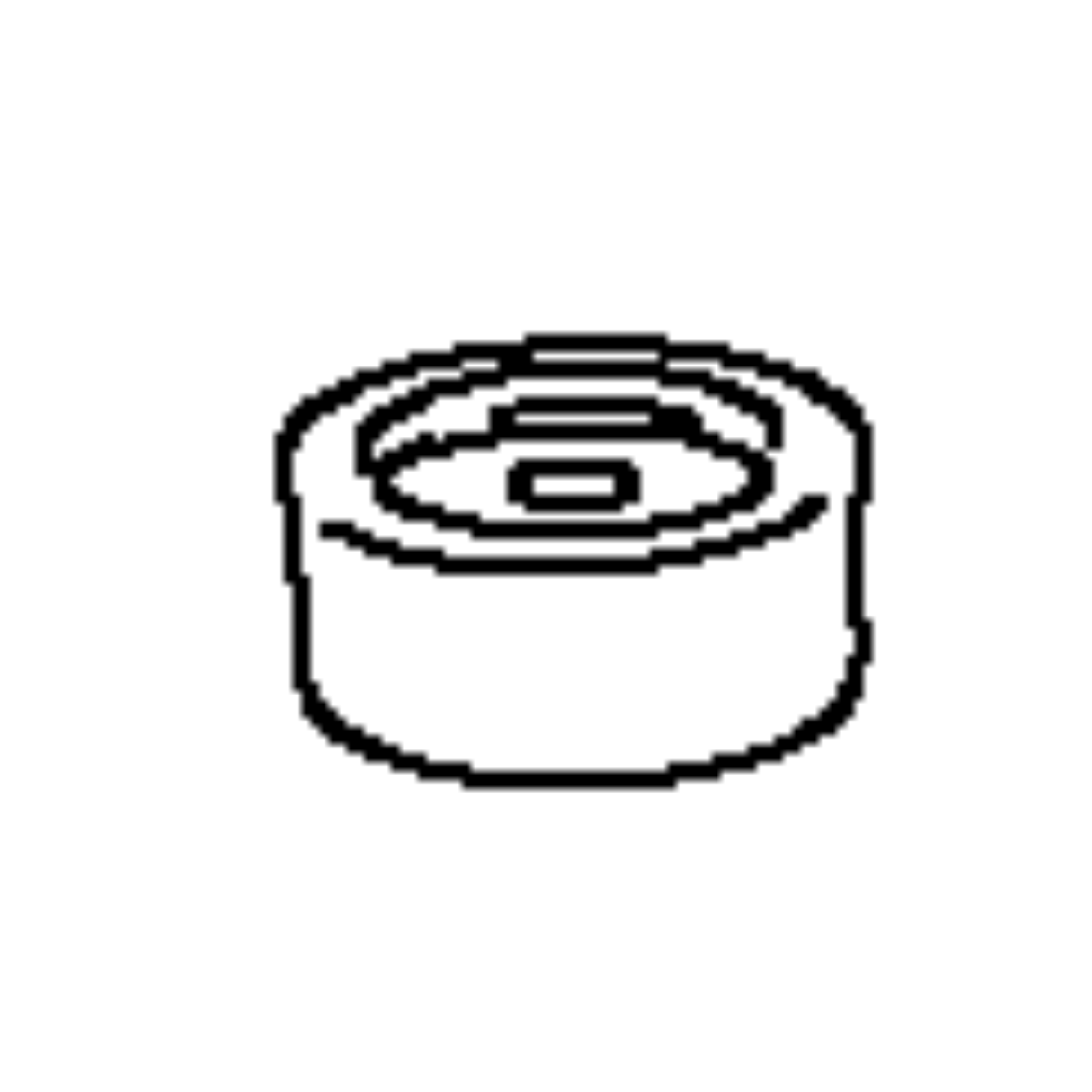PAC W20R sound isolation washer — cylindrical rubber puck with a steel core and recessed center bore for a through-fastener, three-quarter view.